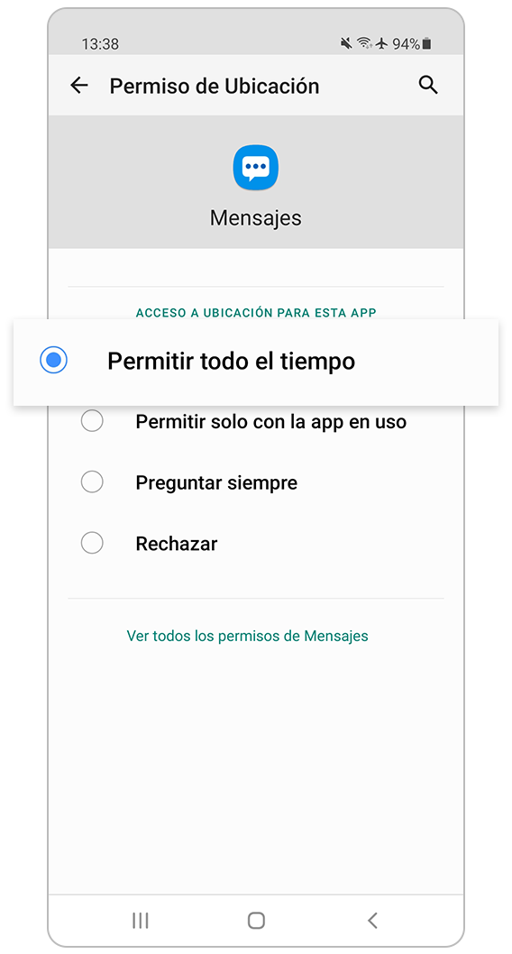 Opción preferida para el permiso de ubicación.