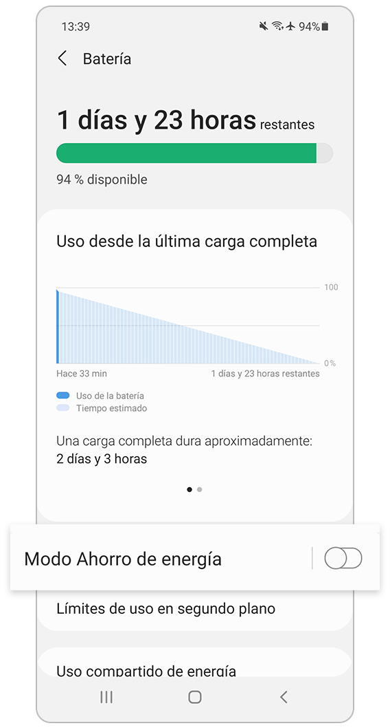Selecciona Modo Ahorro de energía.