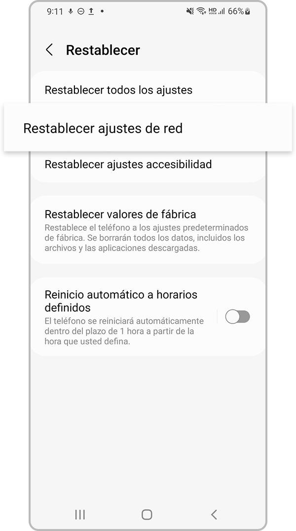 restablecer configuración de red paso 3
