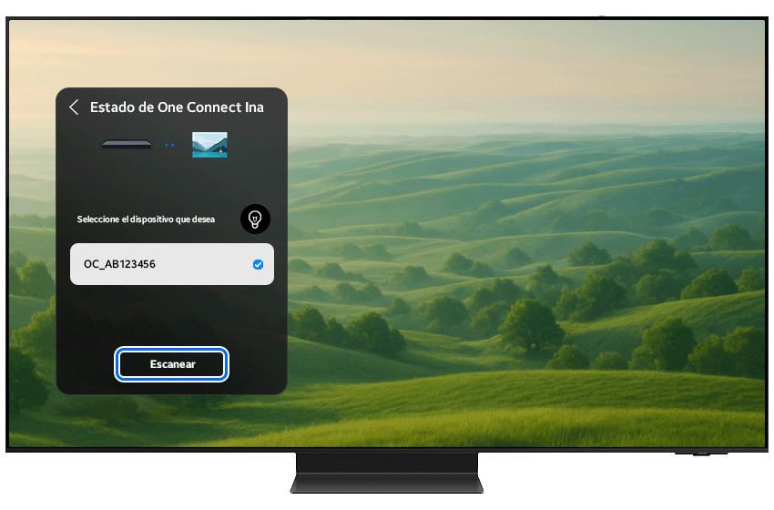 Scan button highlighted in the Set up Wireless One Connect menu.