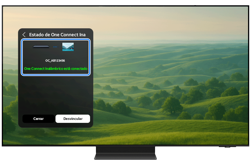 The Wireless One Connect Status menu with message “Wireless One Connect is connected” Is highlighted.