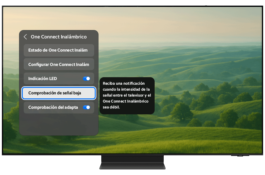 Low Signal Check menu highlighted on the TV screen.
