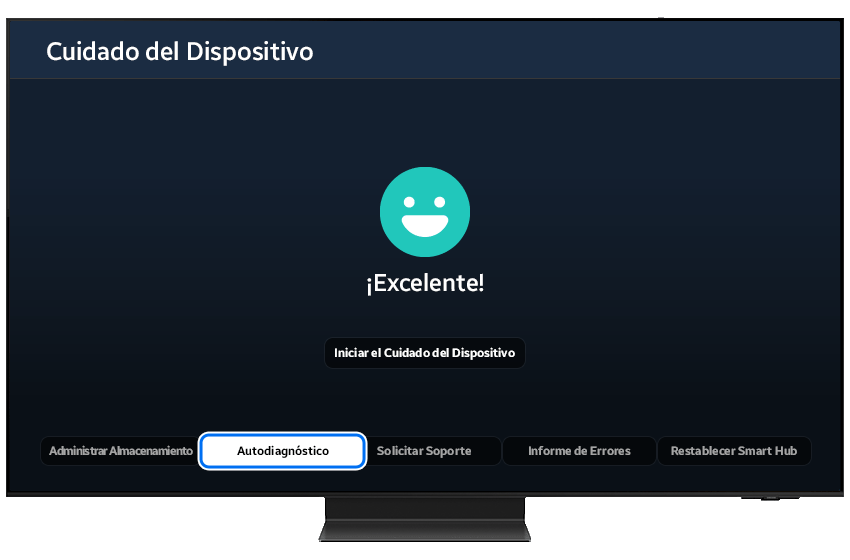 Self Diagnosis menu highlighted on the Device Care page.