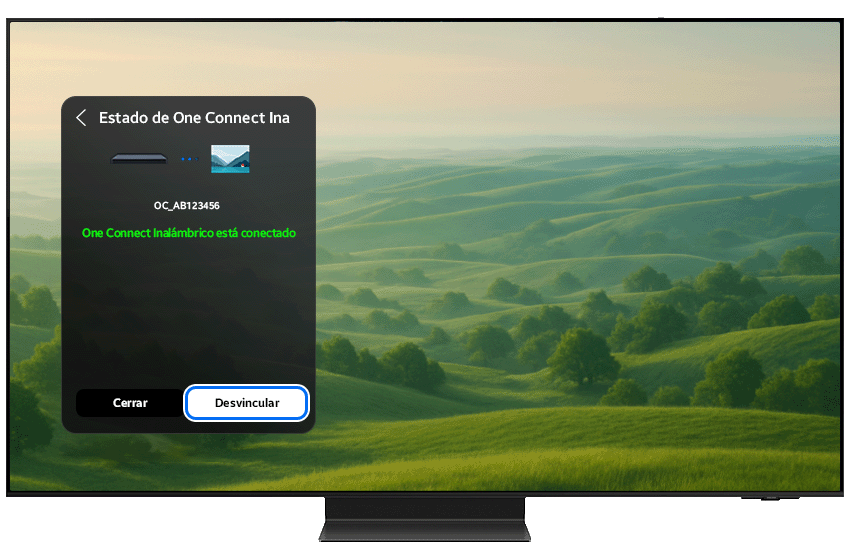 Unpair button highlighted on the TV screen.