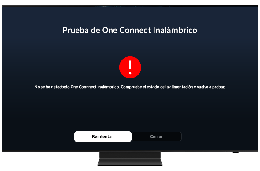 Issue page displayed on the Wireless One Connect Test screen. Wireless One Connect is not detected.