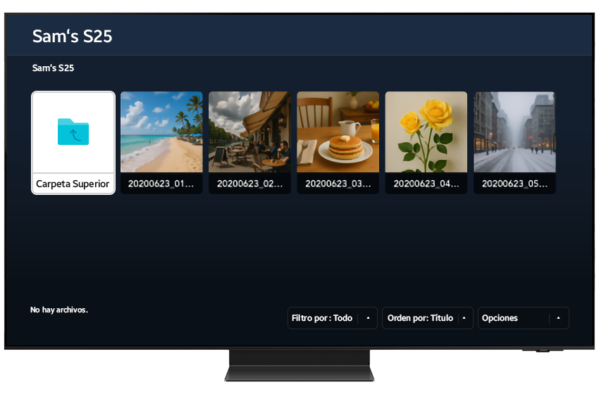 Sam’s S25 files are displaying on the Smart TV screen.