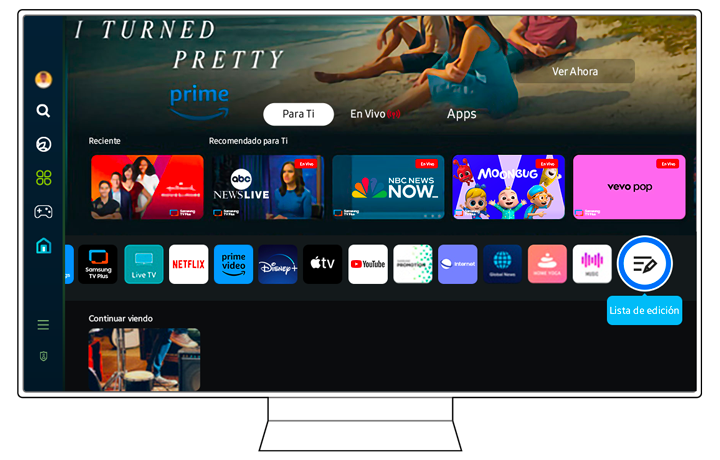 Display of a Samsung Smart TV Smart Hub screen with app icons and the 'List Edit' option visible.