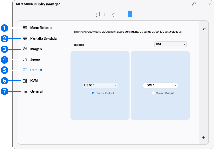 Main menus displayed on the left panel of the SDM window