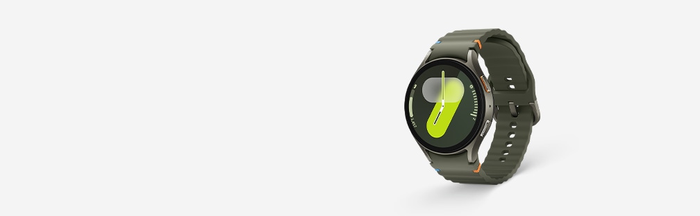 Un Galaxy Watch7 con una correa deportiva incorporada.