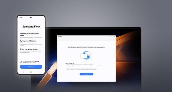 Screenshot of setup to connect smartphone and tablet to each other through the Samsung Flow App.