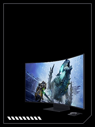 An Odyssey Ark monitor which is seen from the right side shows an in-game scene from Lost Ark. Beneath the monitor is an Ark Dial.