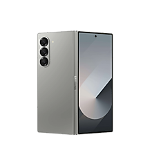 Galaxy Z Fold3 5G, standing upright and folded slightly, with a colorful wallpaper on the Main Screen.