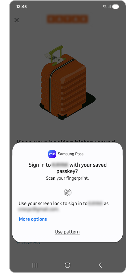 Biometric authentication screen
