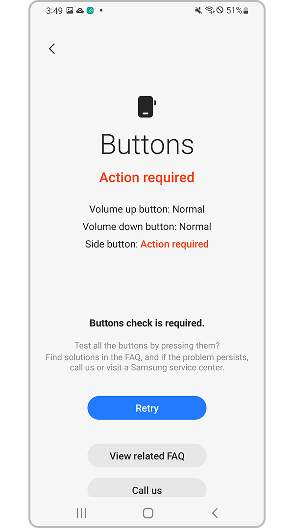 Visit service center if action required
