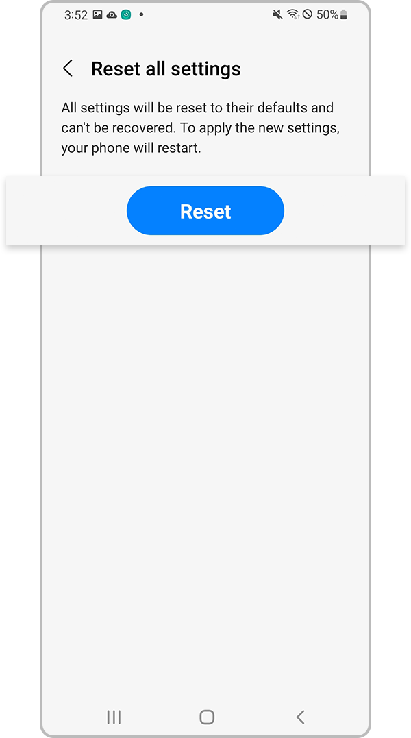 Check information and tap Reset