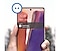 Someone is holding the Samsung Galaxy mobile, and the smartphone is showing an alert for the laundry cycle completed via the Smartthings app. The Smartthings logo is shown near the smartphone, which means the phone is connected to the Smartthings app.