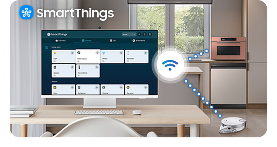 Contrôlez l’aspirateur et le four à partir du Smart Monitor à l’aide de SmartThings.