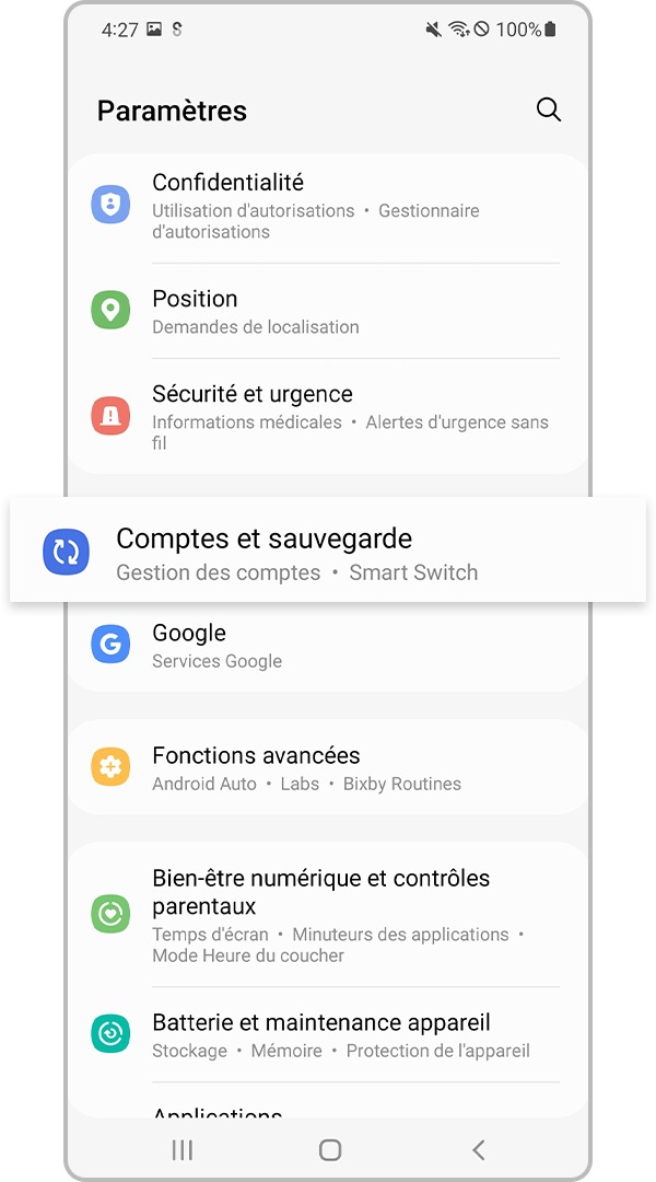 Comptes et sauvegarde