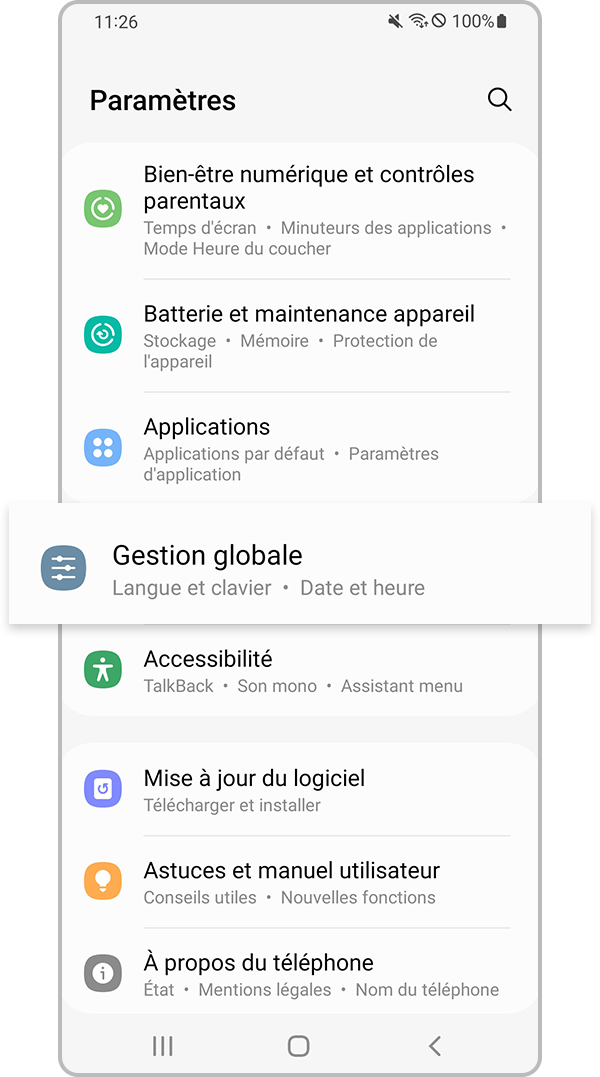 Paramètres de gestion générale