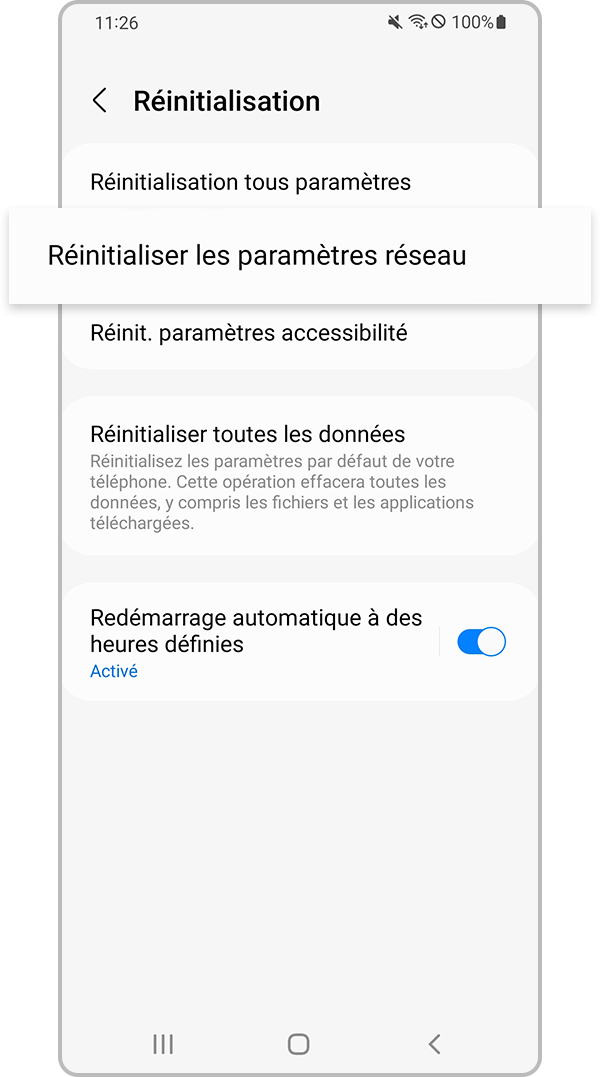 Sélectionnez Réinitialiser les paramètres réseau.