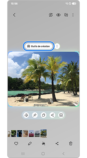 Appuyez sur Outils de création