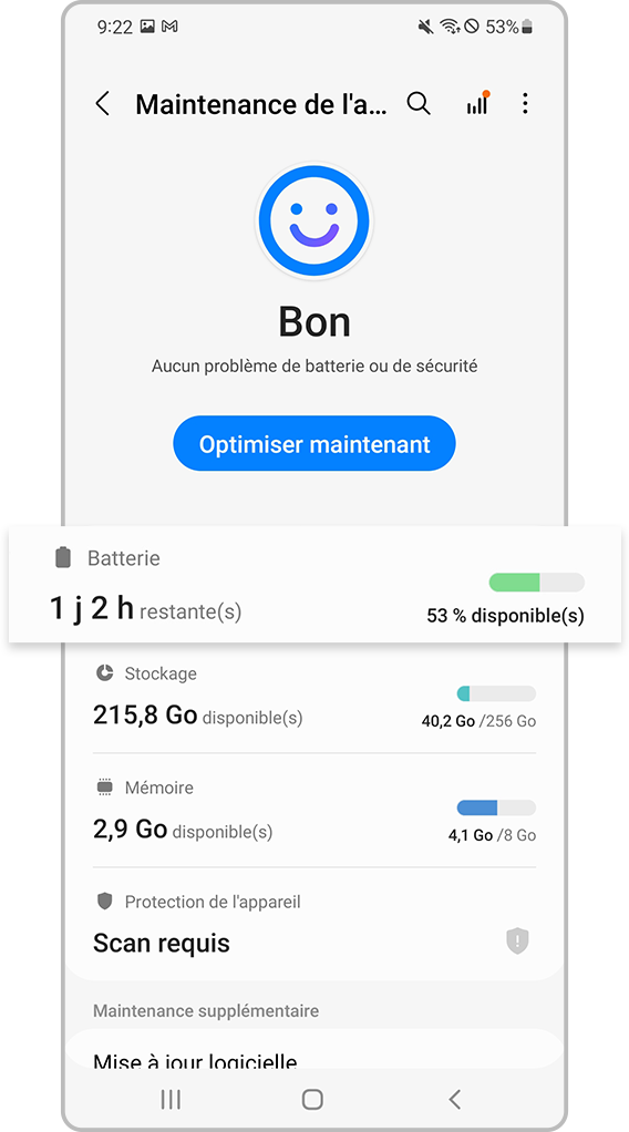Paramètres de la batterie