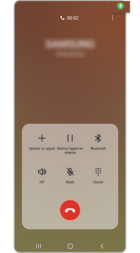 L’icône verte s’affiche pendant un appel lorsque l’application est autorisée à accéder au microphone