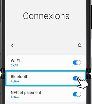 Capture d’écran montrant comment réactiver le Bluetooth