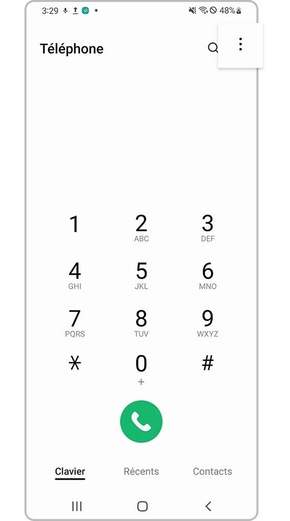 vérification du blocage par l’appareil de numéros inconnus - étape 1
