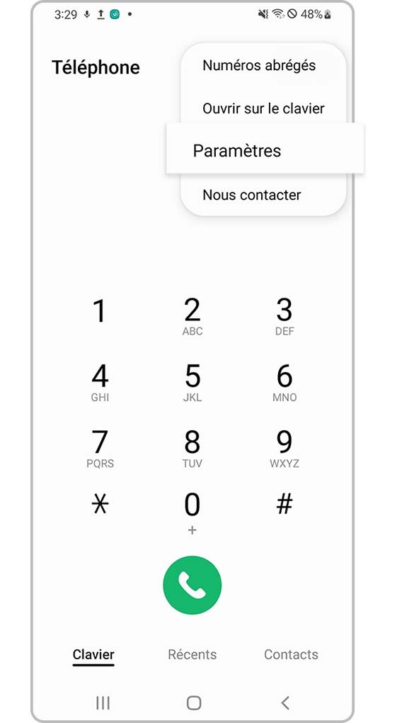 vérification du blocage par l’appareil de numéros inconnus - étape 2