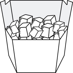 inspect the ice bucket and ice cubes
