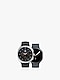 We zien een Galaxy Watch8 met de kleur Graphite met er naast een Galaxy Watch8 Classic met de kleur vanaf een vooraanzicht