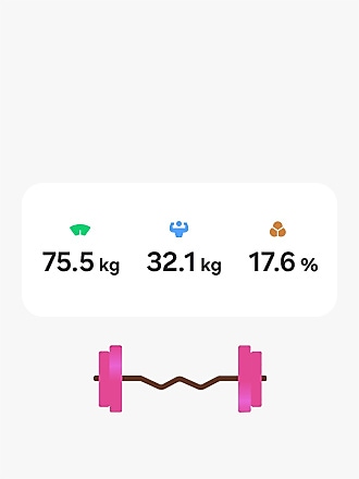 Een interface die gewicht, spiermassa en vetpercentage toont.