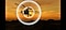 Fighter jets and a helicopter enter and exit a sunset scene. There are circular tracking graphics which simulate that their sound is following them as they move around the screen.