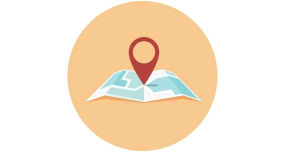 Locatietracker: Een kaart met een locatiepijl.