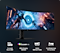 We zien een Odyssey G9-monitor met twee astronauten die in de richting van de neonblauwe portal vliegen met de pictogrammen van Curved Dual QHD, VESA DisplayHDR600, 144Hz refresh rate, 1 ms responstijd (GtG)