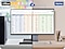 We zien een monitor in een kantoor. Op het scherm wordt een Excel-bestand weergegeven met veel data. Deze monitor wordt met een andere monitor in huis verbonden via Wi-Fi. Op beide monitoren is hetzelfde Excel-bestand te zien.