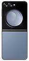 De Galaxy Z Flip5 in Blue, gezien vanaf de achterkant.