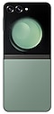 De Galaxy Z Flip5 in Green, gezien vanaf de achterkant.