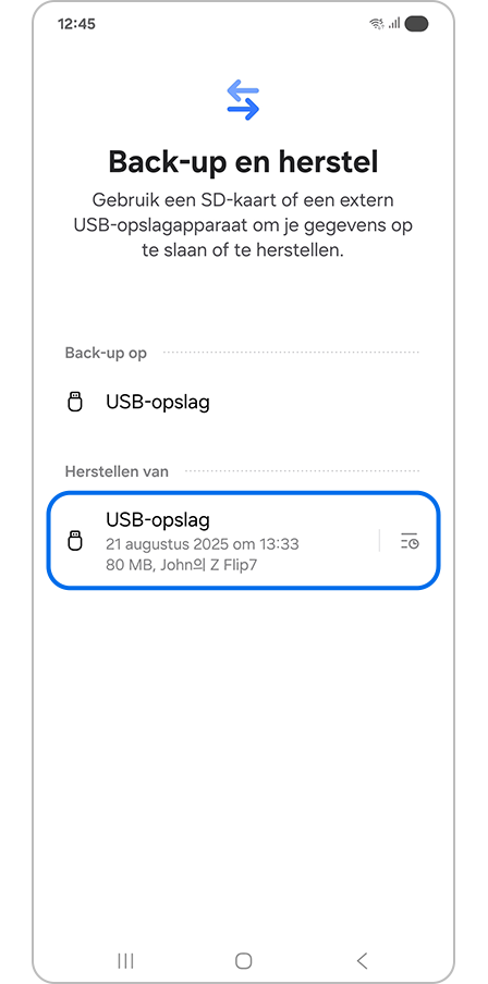 USB-opslag selecteren