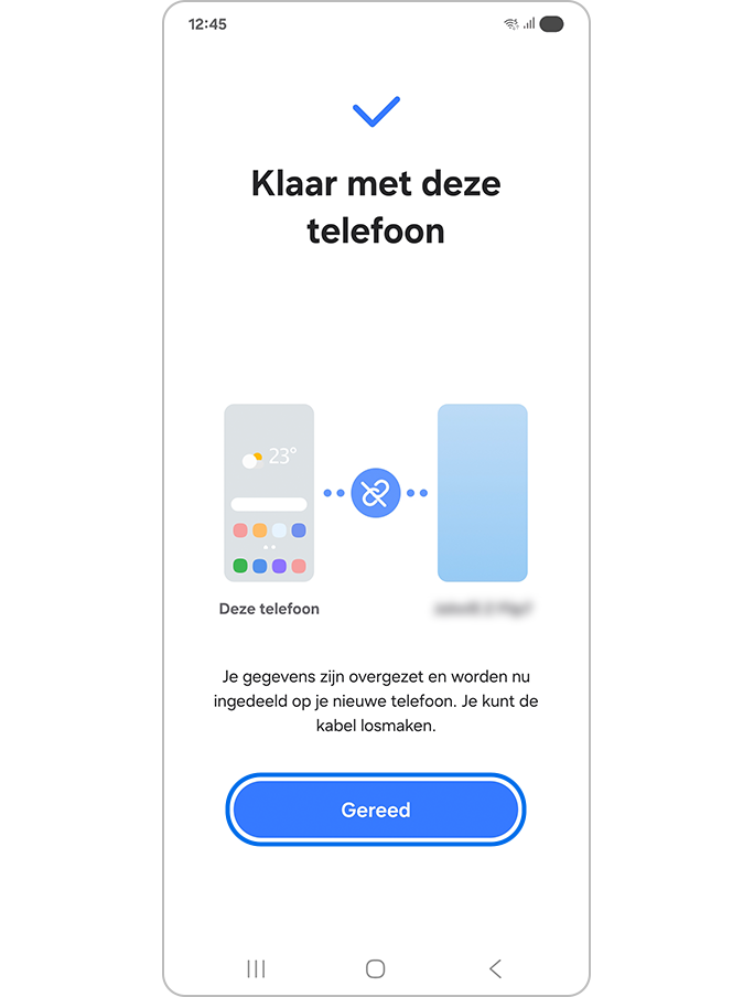 Tik op Gereed na overdracht