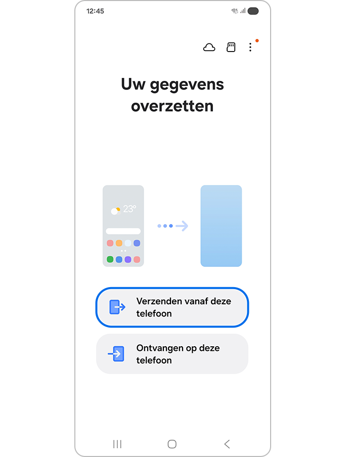 Scherm waarin wordt gevraagd of je op dit toestel wilt verzenden