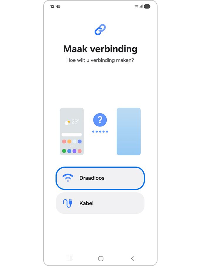 De Draadloze optie selecteren