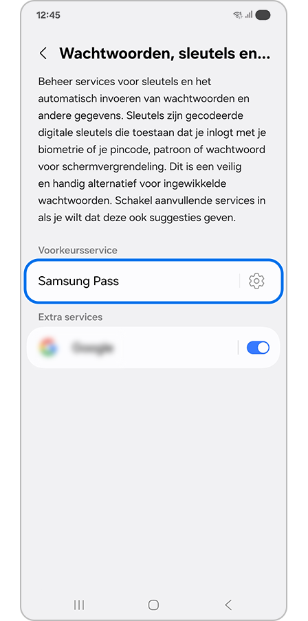 Samsung Pass selecteren