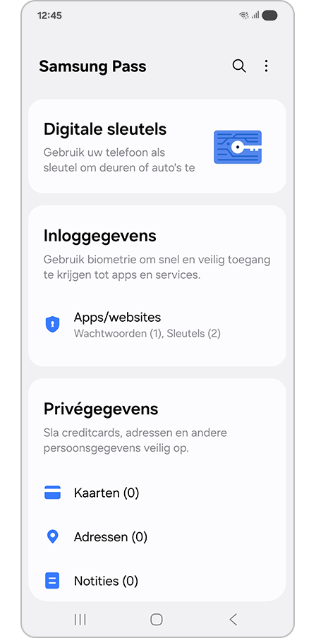 De instellingen van Samsung Pass bekijken