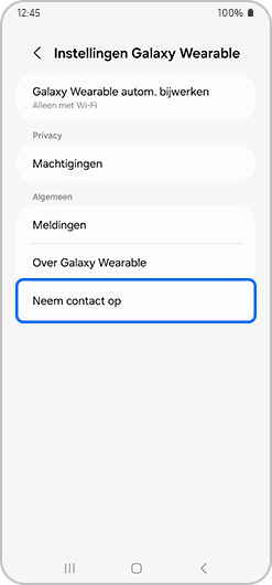 Neem contact met ons op optie gemarkeerd.