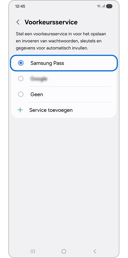 Samsung Pass selecteren