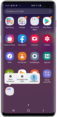 Tik en houd een map vast en tik vervolgens op Verwijderen