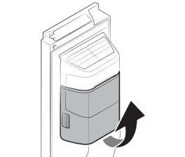 Diagram dat laat zien hoe je de ijscontainer kunt verwijderen.