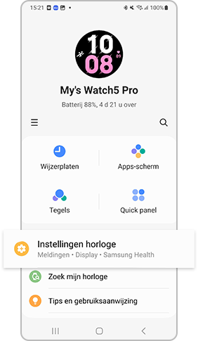 instellingen horloge